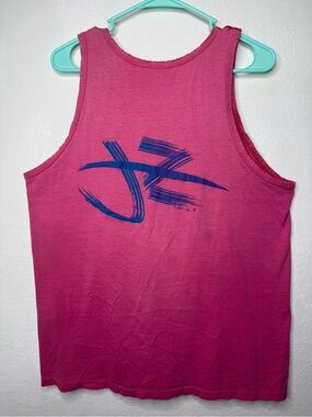 RARE🔥 Vintage 1990 Jimmy'z Pink Graphic Logo Print Scoop Neck Tank Top L